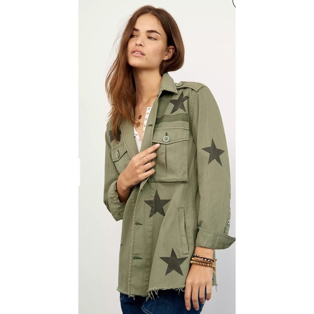 Pistola Camilo Utility Military Jacket Royal Honor  Sz S Cotton Green Stars